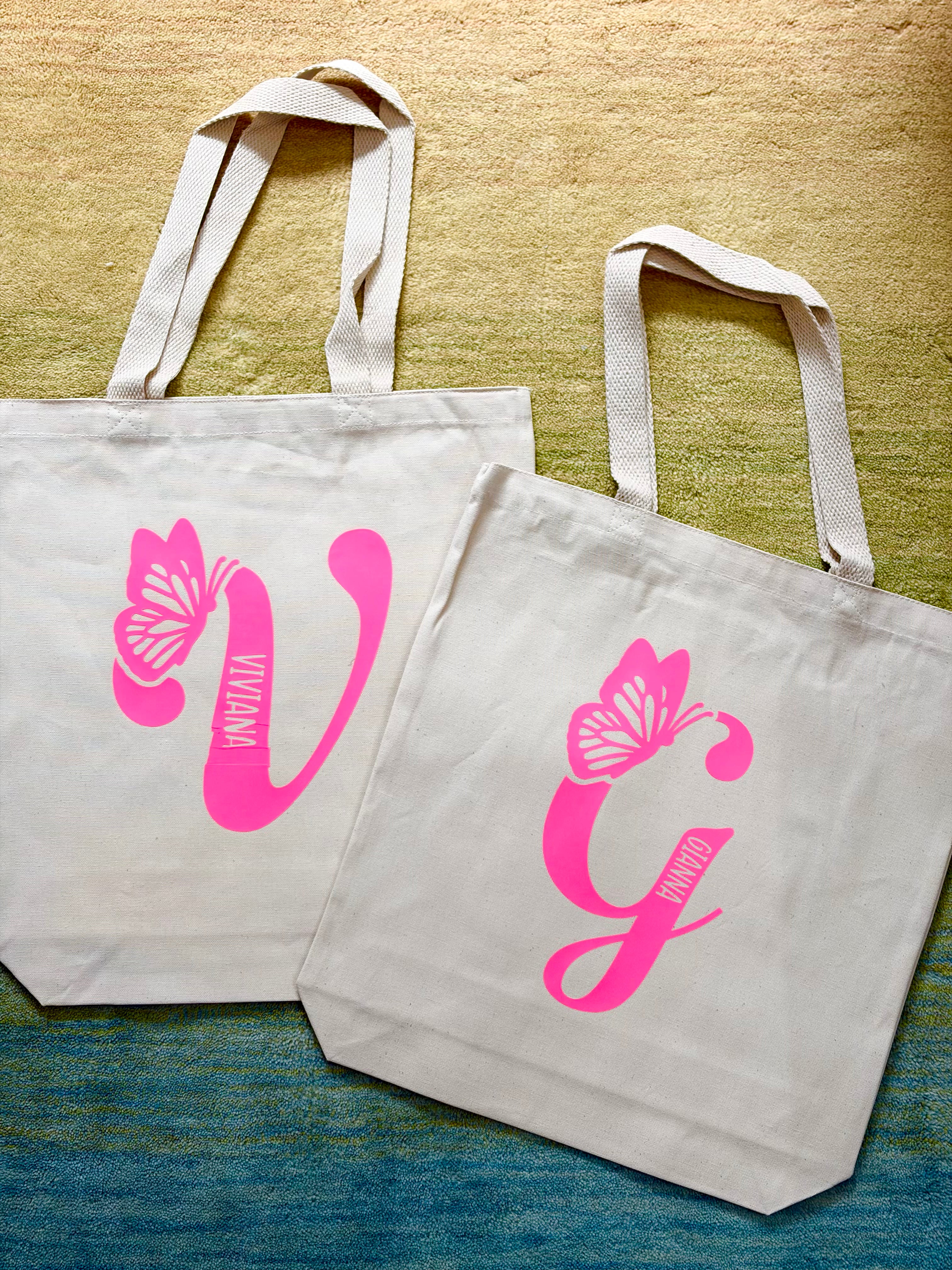 Cotton Tote - Butterfly Initial