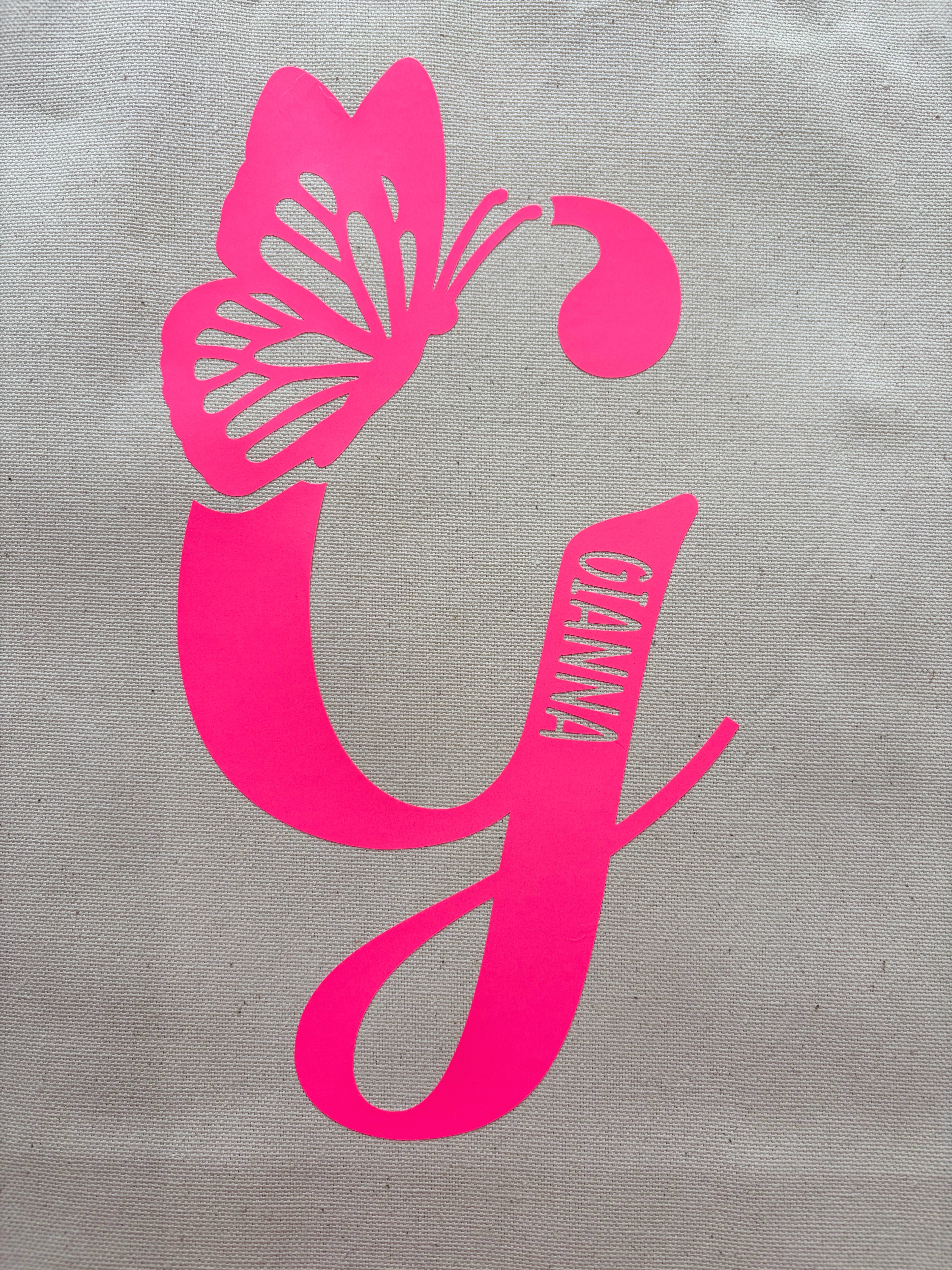 Cotton Tote - Butterfly Initial