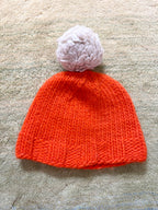 Toddler Hand-knit Wool Hat - Orange Upcycled