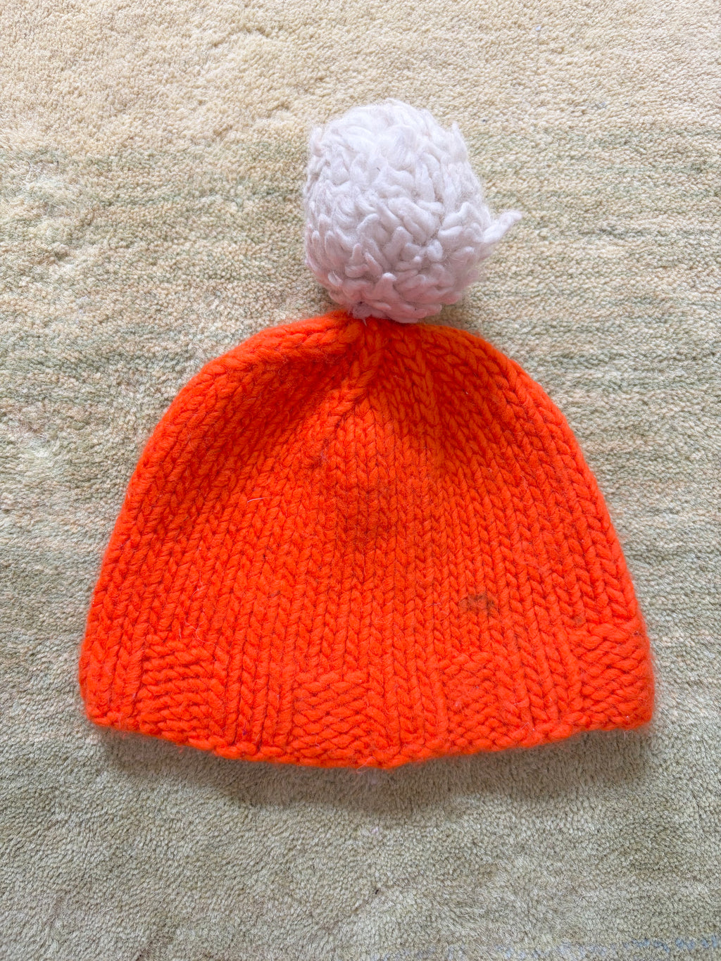 Toddler Hand-knit Wool Hat - Orange Upcycled