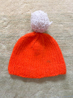 Toddler Hand-knit Wool Hat - Orange Upcycled