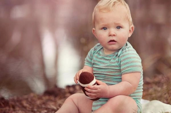 Handmade baby rattle organic - sports